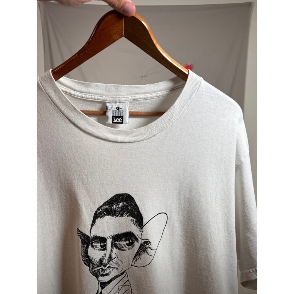 Vintage Lee Franz Kafka Graphic T-Shirt White Large 90s Literary Art Tee - Picture 3 of 4
